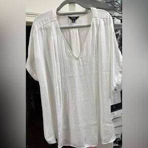 Simply Vera Vera Wang V-neck Blouse in White Knight, Size 3X